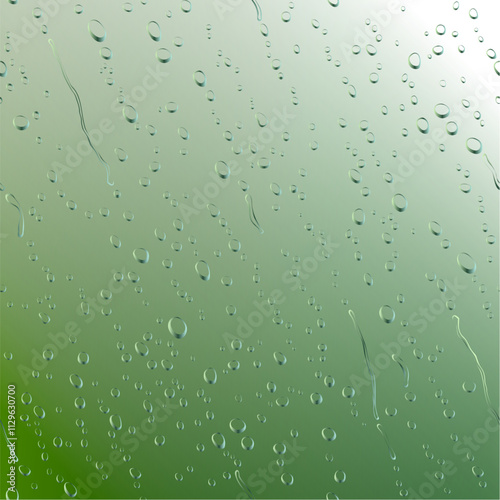 Seamless pattern of water drops on single blurred green background. The ability to multiply the droplet pattern and change its gradient colors and also 
change other backgrounds. Vector illustration.