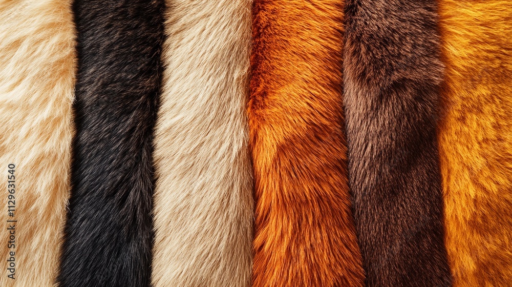 Collection of raw fur swatches showcasing textures and natural patterns Collection of raw fur swatches showcasing textures and natural patterns