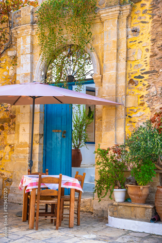 Traditional coastal village of Panormo, Rethimno, Crete, Greece.