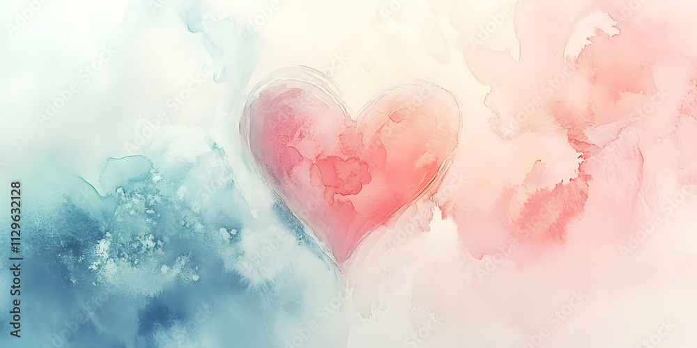 Delicate watercolor heart symbolizing love and art in soft, romantic hues, AI Generated Delicate watercolor heart symbolizing love and art in soft, romantic hues, AI Generated