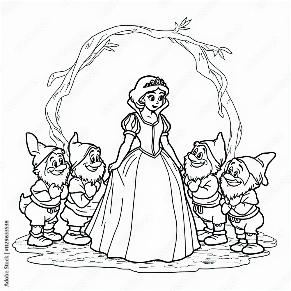 Fototapeta premium kids' coloring art with friendly cartoon characters