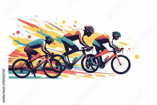 Dynamic cycling race with athletes pedaling at high speed, AI Generated