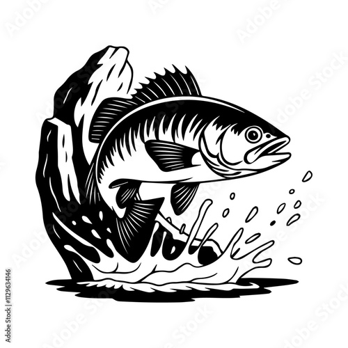 Modern tropical ocean simple fish vector with underwater
