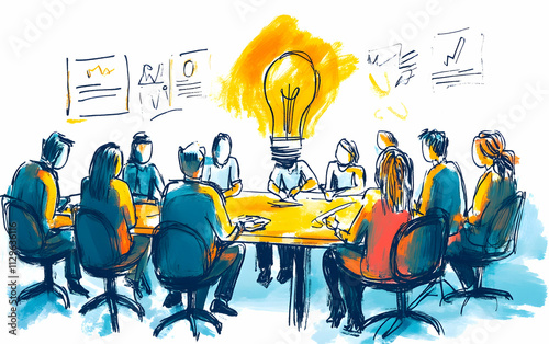 Empowered employees brainstorming during a teamwork session, fostering creativity and innovation, AI Generated