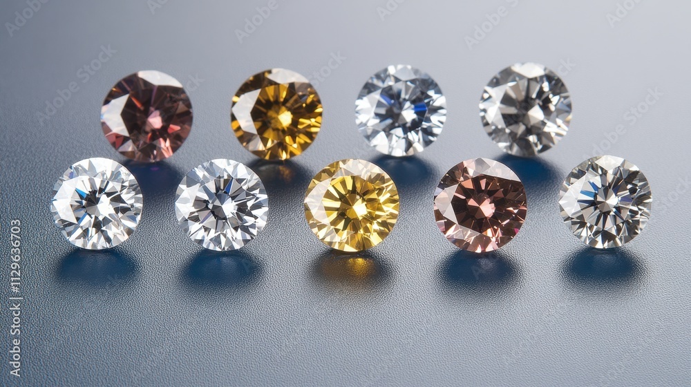 Collection of Colorful Faceted Gemstones on Dark Background Collection of Colorful Faceted Gemstones on Dark Background