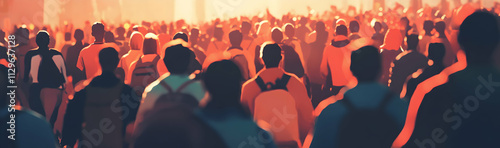 A crowd of migrants, highlighting the global issues of migration and overpopulation  -