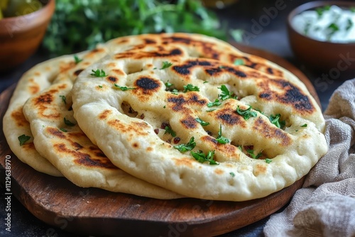 Moroccan inspired stuffed naan a culinary blend photo