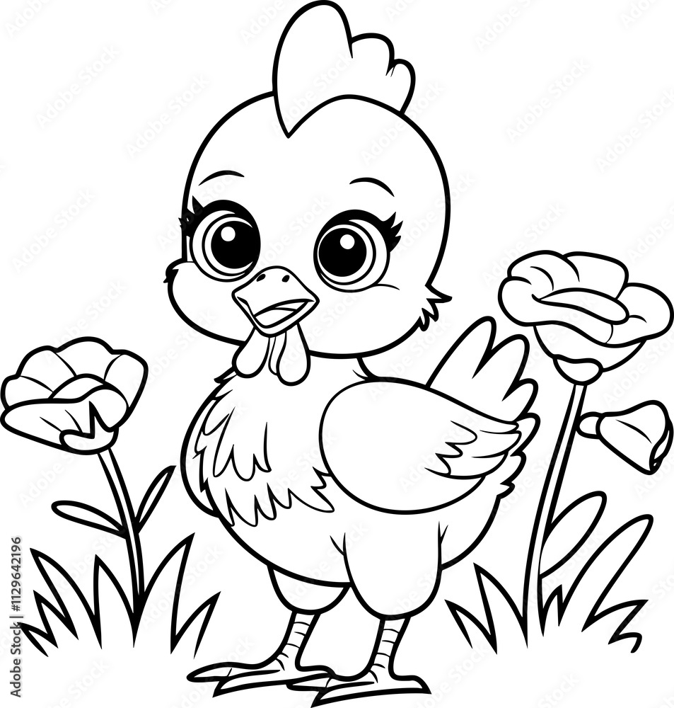 Fototapeta premium Adorable Baby Animals Coloring Page for Kids – Fun and Educational Activity, Creative Coloring Page, Playful Designs