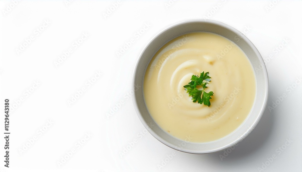 Creamy soup in a bowl, garnished with parsley. Creamy soup in a bowl, garnished with parsley.
