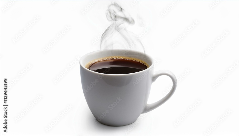Steaming cup of coffee in a white mug. Steaming cup of coffee in a white mug.