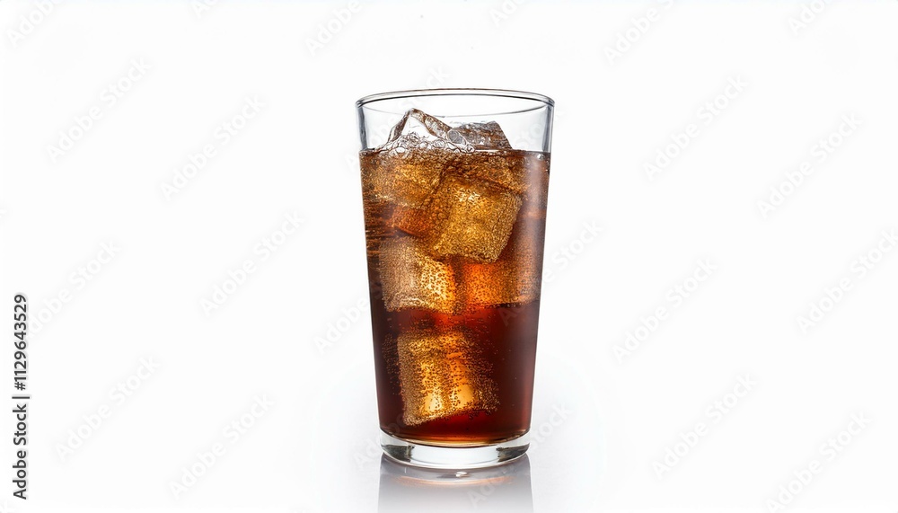 Refreshing brown soda with ice cubes in a tall glass. Refreshing brown soda with ice cubes in a tall glass.