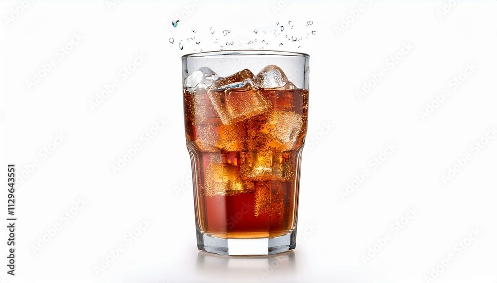 Refreshing cola drink with ice cubes in a tall glass. Refreshing cola drink with ice cubes in a tall glass.