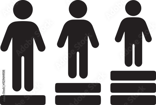 Illustration of a silhouette icon featuring three stickmen standing on separate podiums