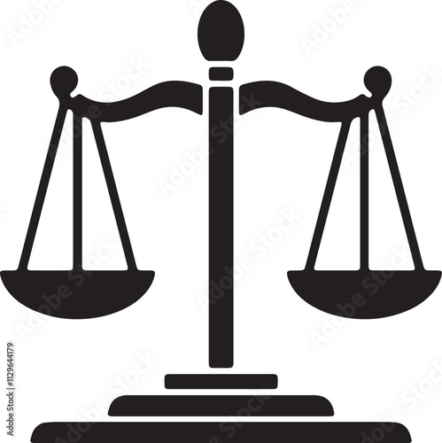 Illustration of a silhouette icon featuring the scales of justice