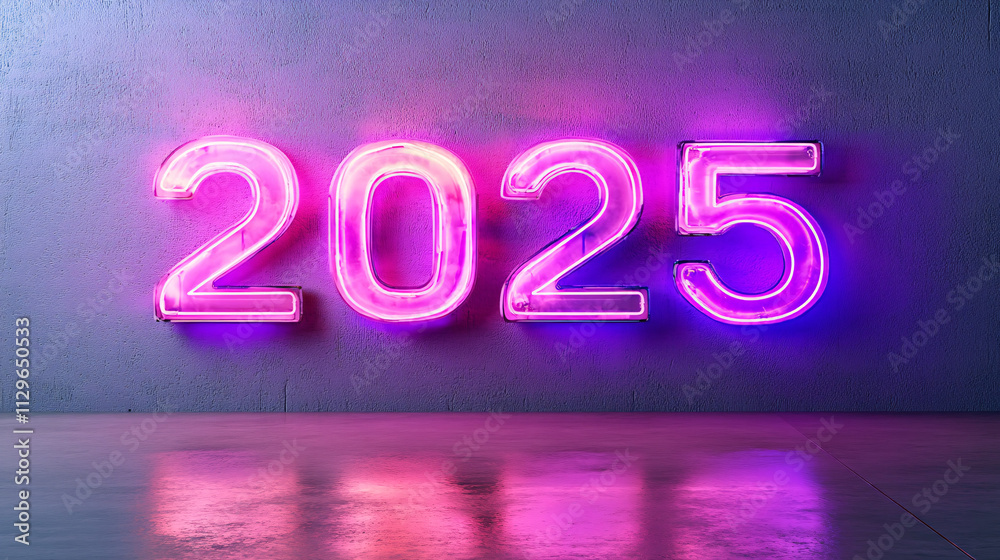Futuristic neon '2025' sign ideal for New Year celebrations, events, or tech-themed parties, showcasing a vibrant and modern atmosphere. Futuristic neon '2025' sign ideal for New Year celebrations, events, or tech-themed parties, showcasing a vibrant and modern atmosphere.