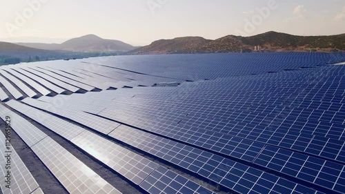 Stunning drone views of industrial solar panel installations, highlighting renewable energy solutions and sustainable innovation.