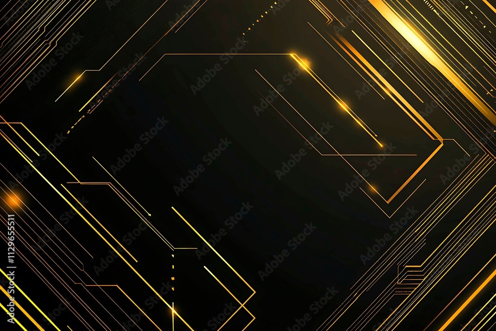 Abstract dark geometric background featuring glowing golden lines and sparkles, creating a modern, futuristic, and elegant design. Abstract dark geometric background featuring glowing golden lines and sparkles, creating a modern, futuristic, and elegant design.