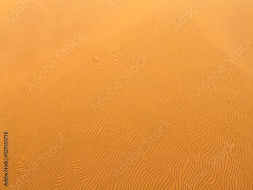 view of smooth desert dunes with flowing, repetitive patterns and soft golden hues