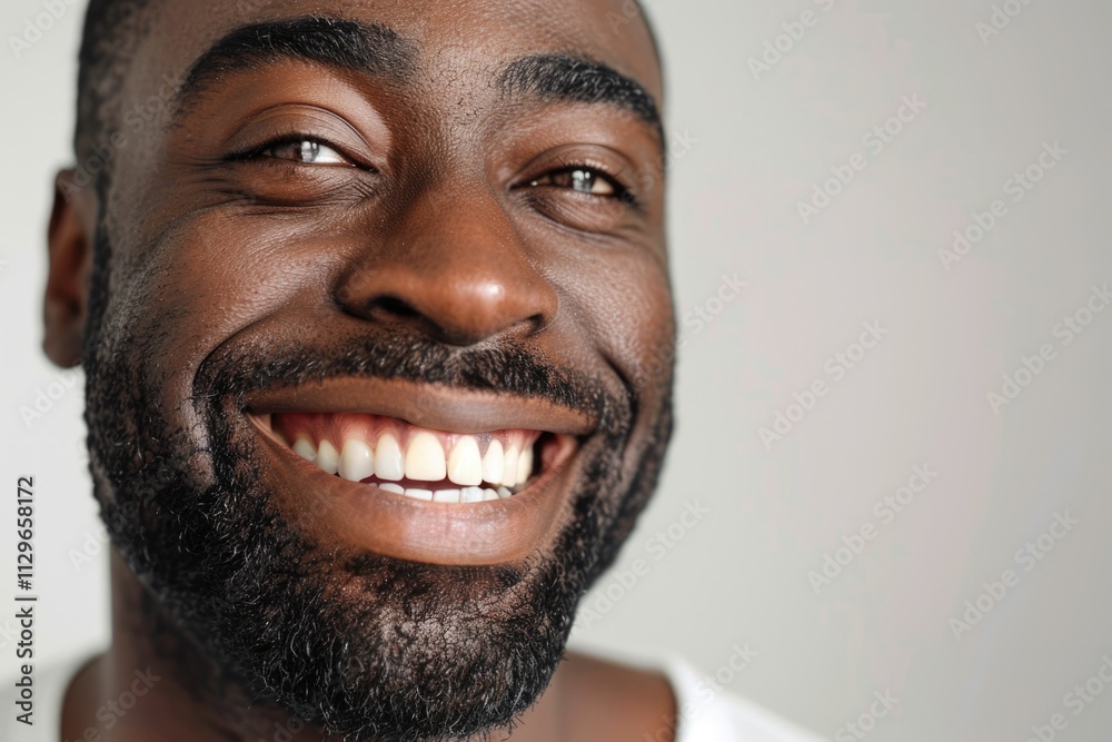 Joyful Afro American man smiling in close up portrait. Joyful Afro American man smiling in close up portrait.
