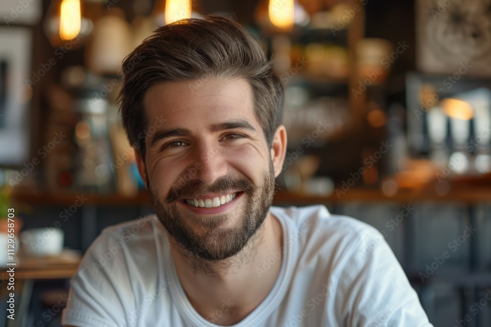 Happy mid adult man successful entrepreneur in cafe. Happy mid adult man successful entrepreneur in cafe.