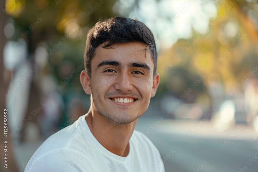 Smiling young man in white t shirt Smiling young man in white t shirt