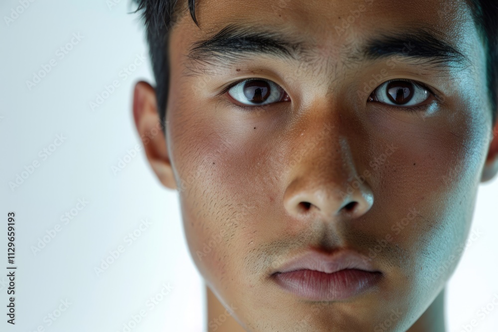 Young Asian man close up shot isolated on white Young Asian man close up shot isolated on white
