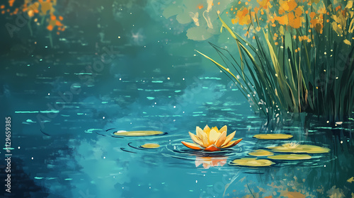 Calming water background vector 2d art , water, vector , illustration. Serendipity. Illustration photo