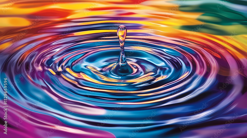 Colorful water ripples in calm water. Serendipity. Illustration Colorful water ripples in calm water. Serendipity. Illustration