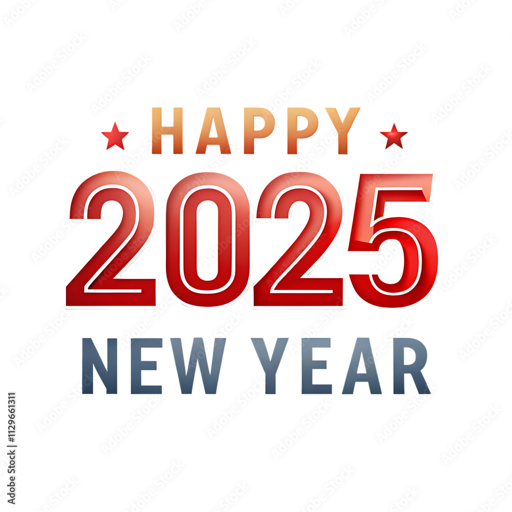 Happy New Year 2025 isolated on white background as transparent. png Happy New Year 2025 isolated on white background as transparent. png