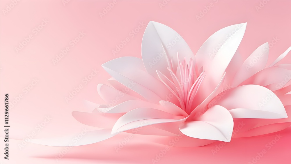 Obraz premium A minimalist and calm 3D Azalea abstract design representing the freshness of spring.