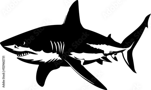 Stylized Black and White Shark Illustration