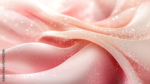 Elegant pink fabric with a sparkling glitter texture, creating a luxurious and soft aesthetic, perfect for design backgrounds.