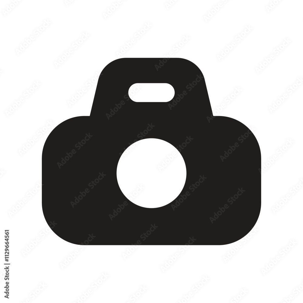 A minimalist white camera icon is shown against a dark grey background. A minimalist white camera icon is shown against a dark grey background.