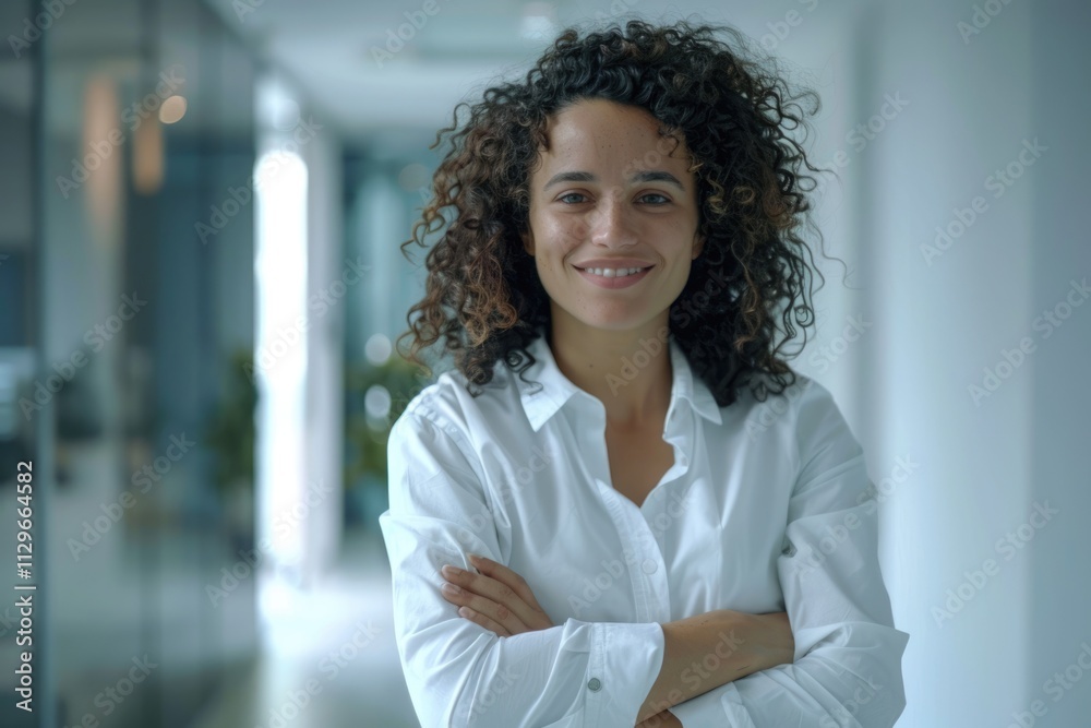 Successful business woman smiling in office and corridor. Successful business woman smiling in office and corridor.