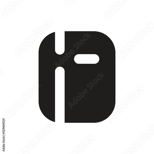 The image shows a simplistic white icon representing a refrigerator against a dark grey backdrop.