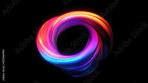 Abstract swirling neon light forms a vibrant ring