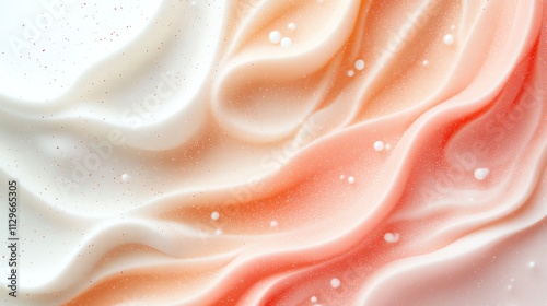 Abstract wavy texture pattern of soft pink and white hues, creating a dreamy and elegant backdrop with flowing lines and gentle gradient.