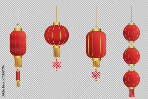 Chinese lanterns. Japanese asian new year red lamps festival chinatown traditional realistic element asia religion symbol
