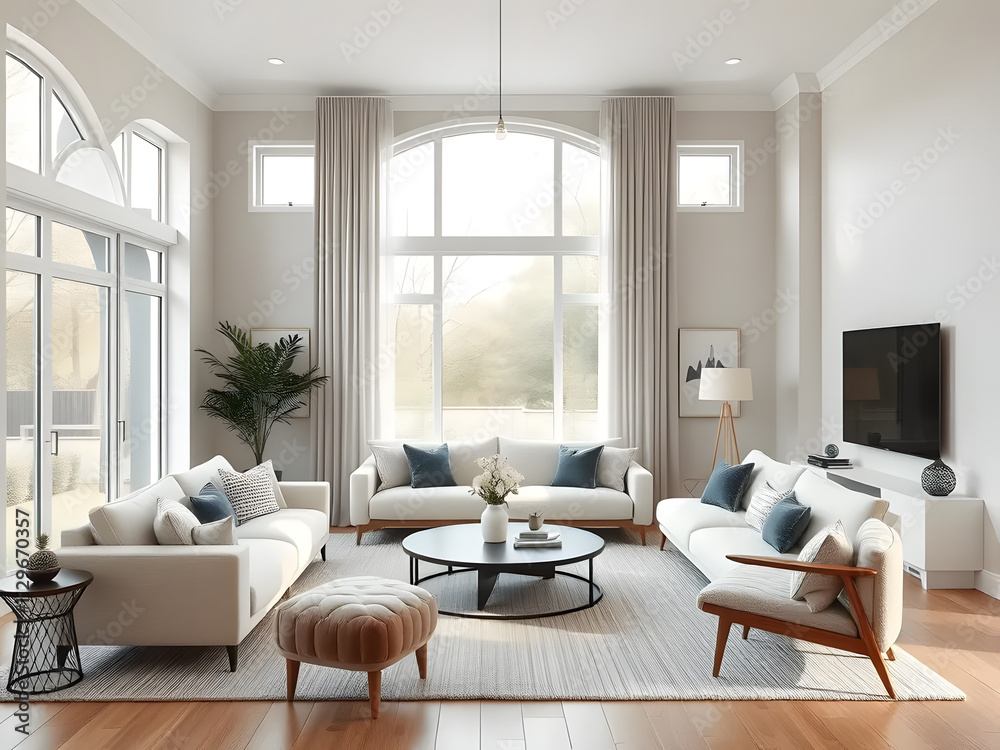 modern living room with a Scandinavian design, soft natural lighting modern living room with a Scandinavian design, soft natural lighting