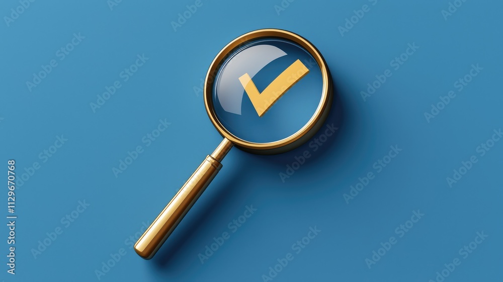 Analyzing quality assurance processes with a magnifying glass office digital art minimalist close-up perspective inspection concept
