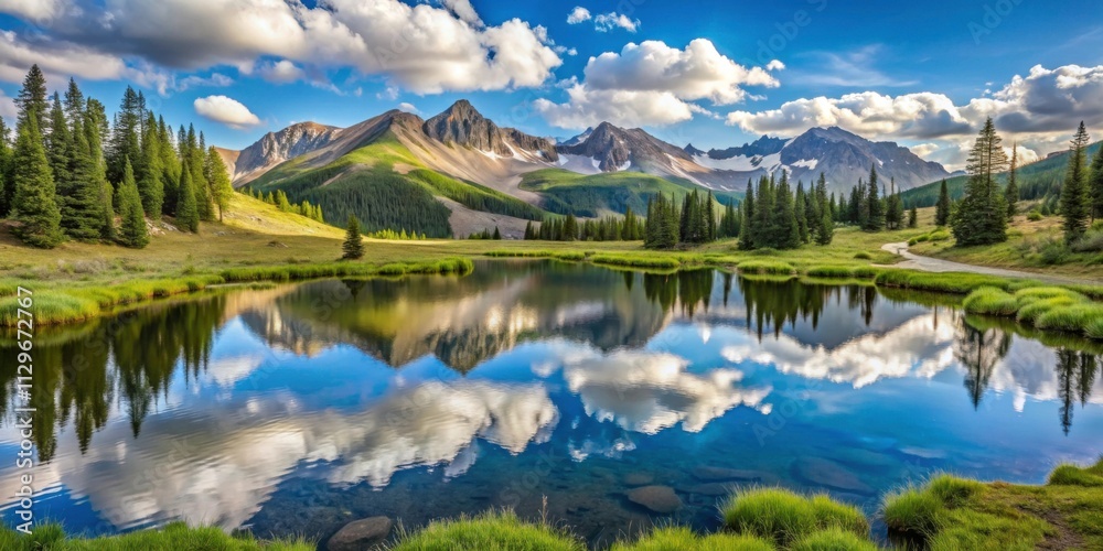 Fototapeta premium Breathtaking mountain reflection over tranquil lake colorado nature photography
