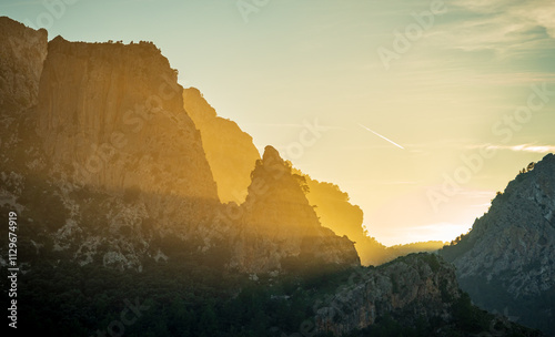 Majestic sunrise over Serra de Tramuntana peaks in Mallorca photo