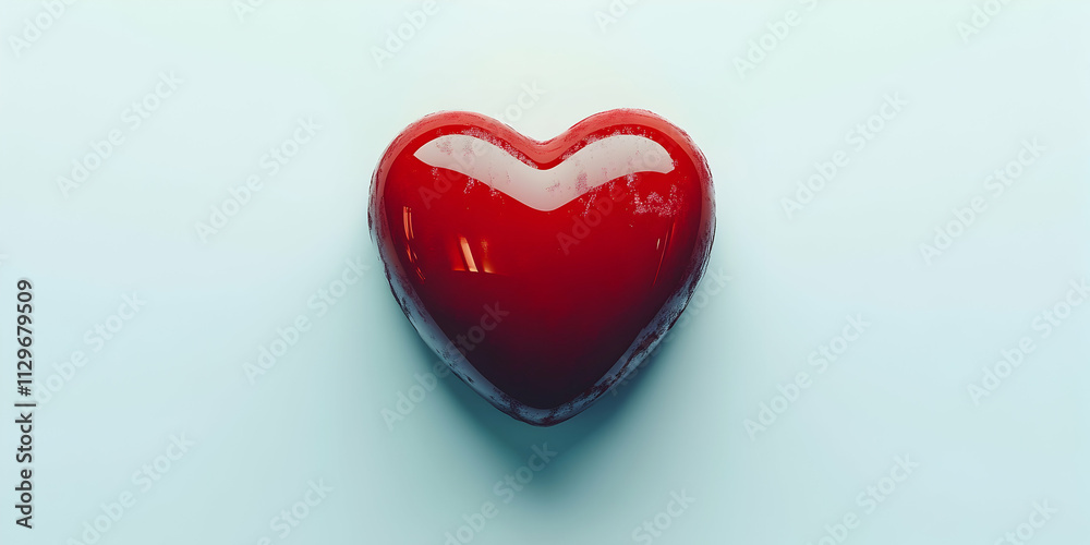 Minimal red heart design contrasted against a clean white background, AI Generated Minimal red heart design contrasted against a clean white background, AI Generated