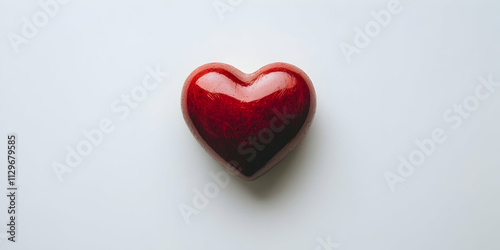 Minimal red heart design contrasted against a clean white background, AI Generated