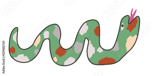 snakes set in doodle style in vector. Year of snake. Elements for decoration design stickers postcards poster print invitation mascot