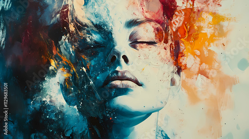 Mixed media art: exploring the paradoxical complexity of human emotions and abstract expression. Paradox. Illustration