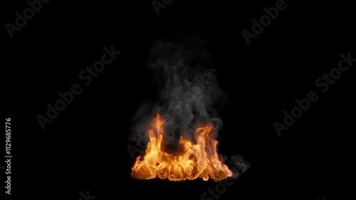 Slow motion fire and smoke, 4k 30p, with alpha channel for transparent background, two speeds included