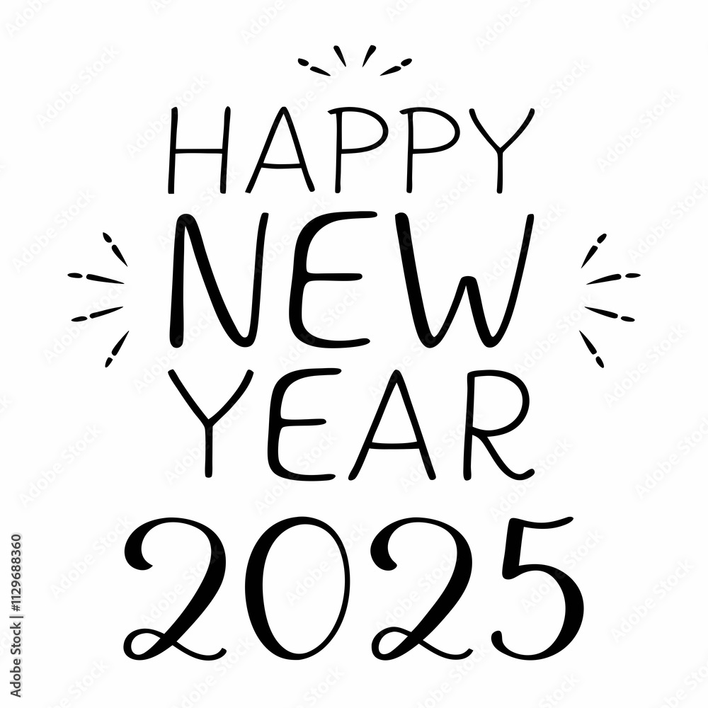 Design a Happy New Year 2025 ,White Background Design a Happy New Year 2025 ,White Background