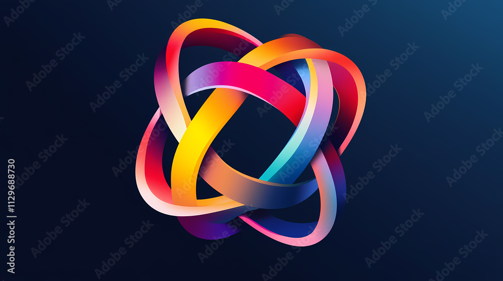 Fototapeta premium Impossible geometric figure. math paradox color logo. Paradox. Illustration