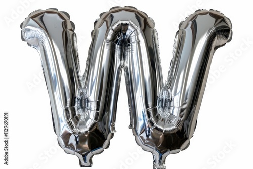 Chrome silver balloon font uppercase letter set